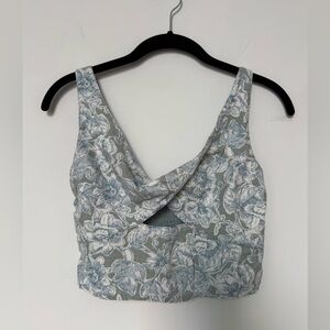 Abercrombie & Fitch Blue Floral Linen Crop Tank